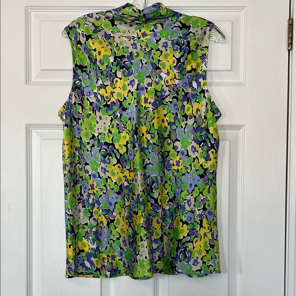 Nine West Vibrant Floral Blouse - Green, Blue, Yellow - Picture 5 of 6